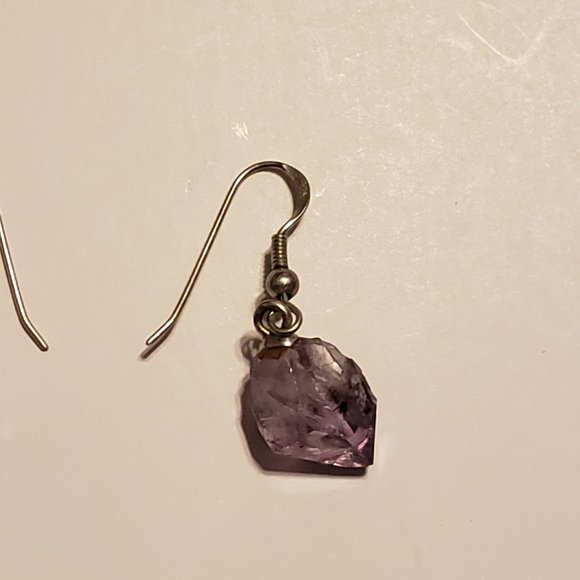 Amethyst Nugget Sterling Silver Hook Earrings - Picture 4 of 5